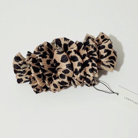 NWT Loeffler Randall leopard print ruched satin-like barrette hair clip - Picture 8 of 10